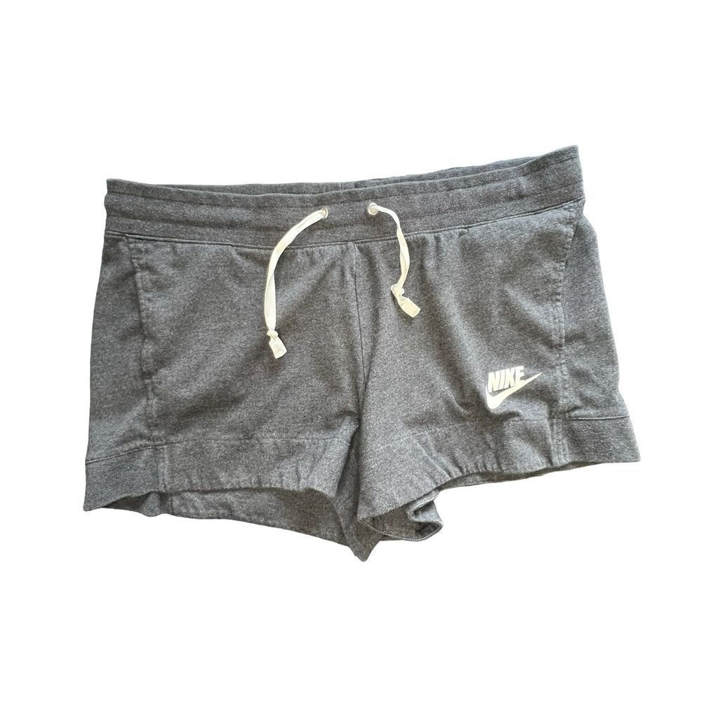 Nike Dark Grey Short Stretchy Athletic Shorts With Pockets And Tie Top